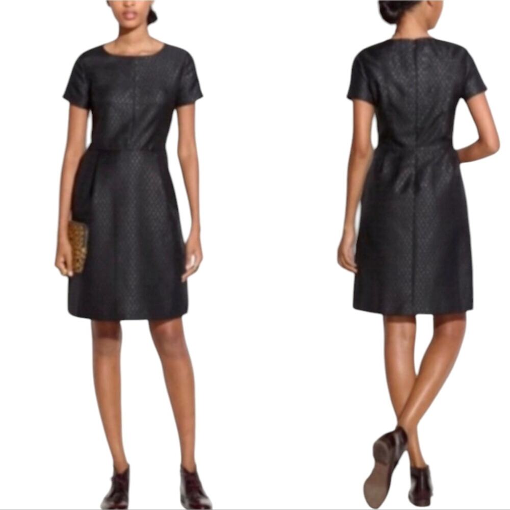 Madewell Wool Blend Textured Elegant Black Short Sleeve LBD Dress Size 8